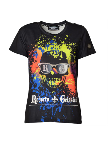 Roberto Geissini Skull Graffiti T-Shirt Schwarz