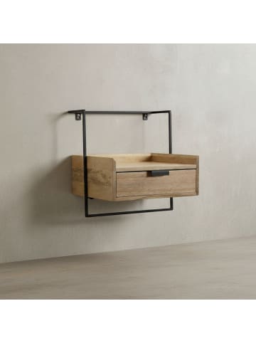 KADIMA DESIGN Nachtkonsole für Wandmontage 44x45x35 cm Mango Massivholz Hellbraun, in Beige