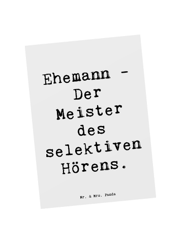 Mr. & Mrs. Panda Grußkarte Spruch Ehemann Meister mit Spruch in Weiß