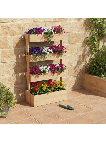 relaxdays Vertikalbeet "4 Kästen" in Natur - (B)85 x (H)140 x (T)48 cm