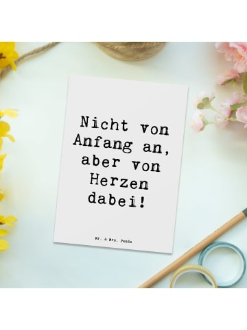 Mr. & Mrs. Panda Postkarte Spruch Adoptivkind von Herzen mit Spruch in Weiß