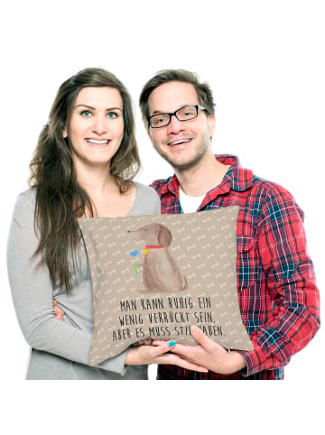 Mr. & Mrs. Panda 40 x 40 Kissen Hund Blume mit Spruch in Hundeglück
