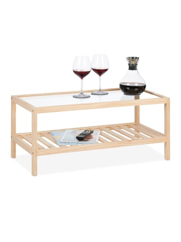 relaxdays Couchtisch in Natur - (B)80 x (H)35 x (T)40 cm