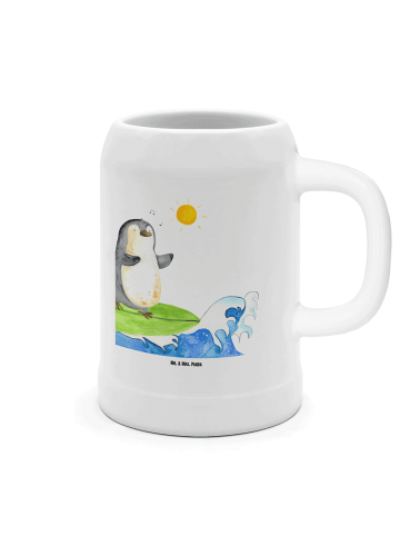 Mr. & Mrs. Panda Krug Pinguin Surfer ohne Spruch in Weiß