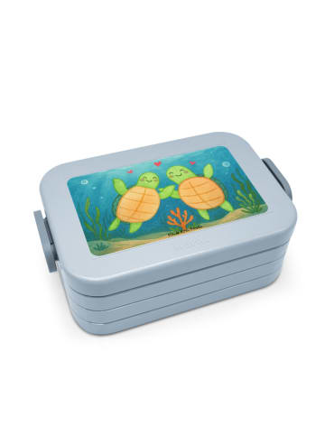 Mr. & Mrs. Panda Lunchbox Schildkröten Paar Design ohne Spruch in Blau Pastell