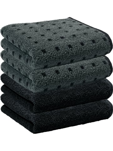 Erwin Müller Frottier, Jacquard Handtuch 4er-Pack Sigmaringen in dunkelgrau