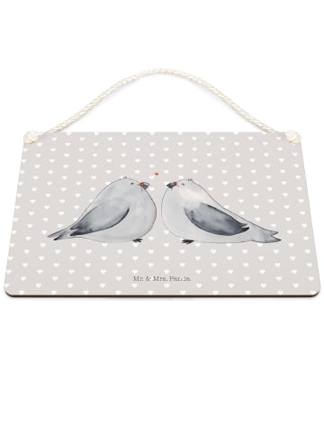 Mr. & Mrs. Panda Schild Turteltauben Liebe ohne Spruch in Grau Pastell