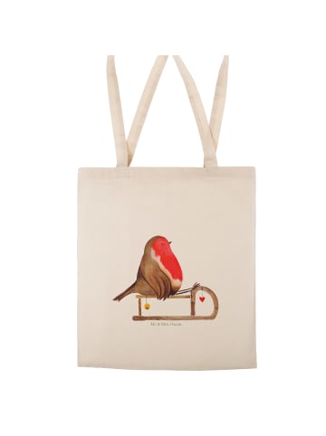 Mr. & Mrs. Panda Uni Tasche Rotkehlchen Schlitten ohne Spruch in Creme