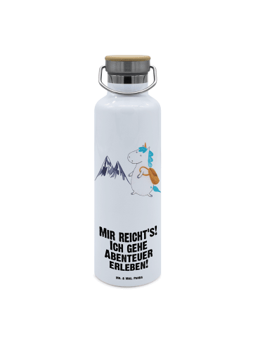 Mr. & Mrs. Panda Trinkflasche Einhorn Bergsteiger mit Spruch in Weiß