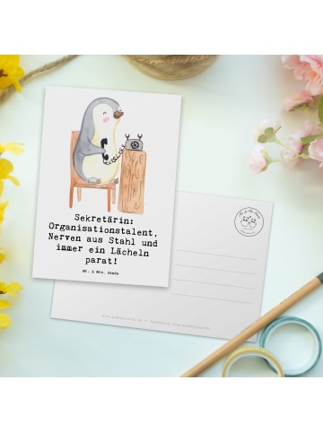 Mr. & Mrs. Panda Grußkarte Sekretärin Heldin mit Spruch in Weiß