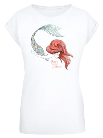 F4NT4STIC Extended Shoulder T-Shirt Disney Arielle Born To Dream in weiß