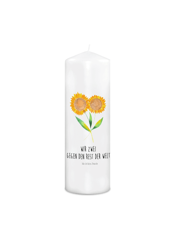Mr. & Mrs. Panda Geburtskerze Blume Sonnenblume mit Spruch in Weiß