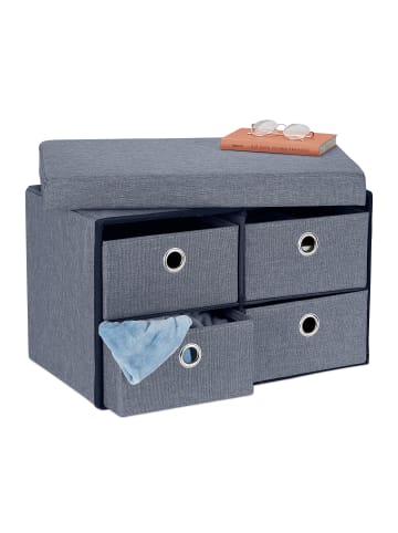 relaxdays Sitzbank in Grau - (B)60 x (H)39 x (T)38 cm