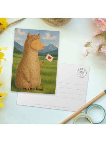 Mr. & Mrs. Panda Postkarte Alpaka Fahne Design ohne Spruch in Weiß