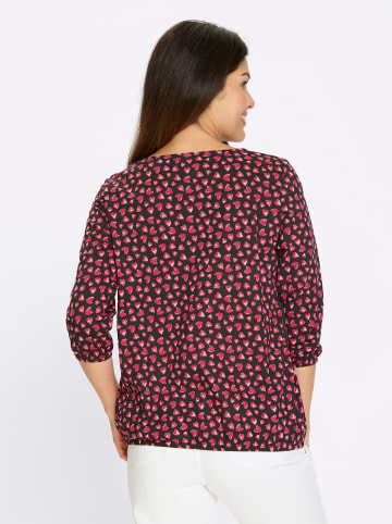 Sieh an! 3/4-Arm-Shirt in schwarz-pink-bedruckt