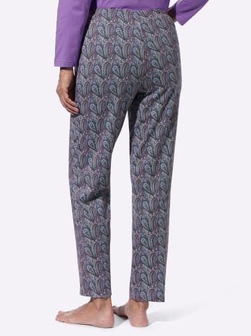 Sieh an! Schlafanzug-Hose in steingrau-lila-bedruckt