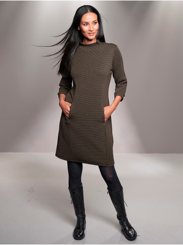 Heine Jerseykleid in dunkeltaupe-schwarz-gemustert