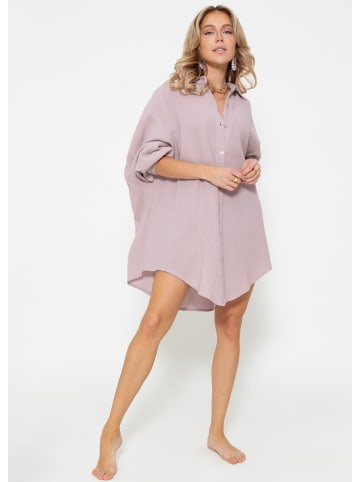 SASSYCLASSY Ultra Oversize Musselin-Blusenhemd lange Variante in Puderrosa