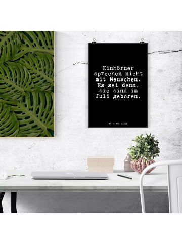 Mr. & Mrs. Panda Poster Einhörner sprechen nicht mit... mit Spruch in Schwarz