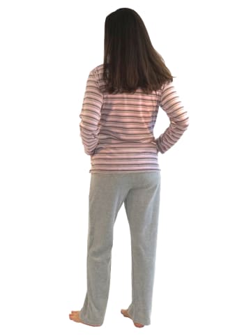 NORMANN Langer Nicky Hausanzug Jacke Reißverschluss - 44133 in hellgrau