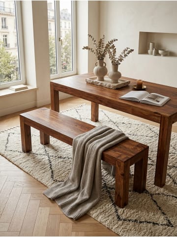 KADIMA DESIGN Holzbank Sheesham | 140x45x35cm, Massiv, Landhaus in Braun