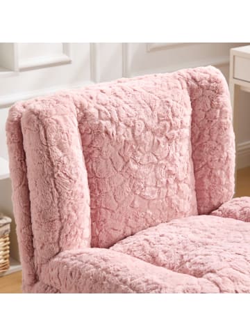 ABRIHOME Bürodrehstuhl in Rosa mit Kunstfell und Metallgestell 67 cm Sitzhöhe