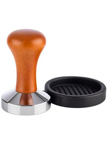 Buddy's Bar Tamper mit Matte in Braun, Maße: 5,8x5,8x9 cm