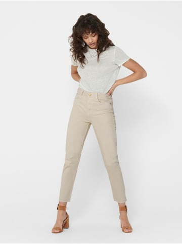 ONLY Straight Fit Jeans Raw High Waist Denim Pants ONLEMILY in Beige