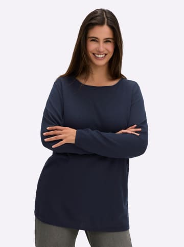 sheego Rundhalspullover in tiefblau