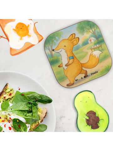 Mr. & Mrs. Panda Tischuntersetzer Fuchs Joggen Design ohne Spruch in Weiß