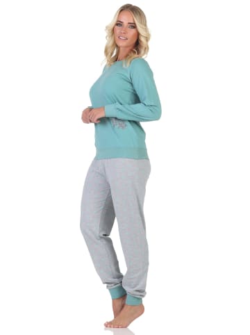 NORMANN Schlafanzug Pyjama langarm Sterne Optik - 88752 in türkis