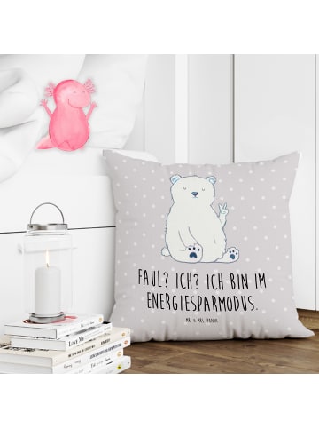 Mr. & Mrs. Panda Couchkissen Eisbär Faul mit Spruch in Grau Pastell