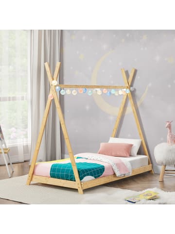 en.casa Kinderbett Vimpeli in Beige (L)160cm (B)80cm