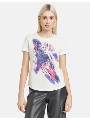 TAIFUN T-Shirt Kurzarm Rundhals in Offwhite gemustert