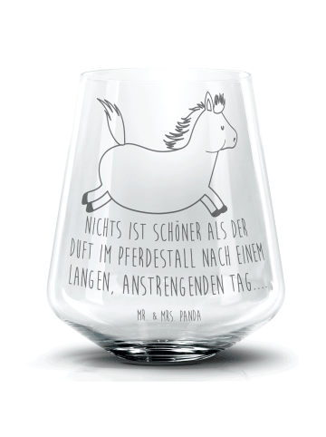 Mr. & Mrs. Panda Cocktail Glas Pferd Springen mit Spruch in Transparent