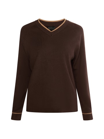 DreiMaster Klassik Damen Strickpullover in Dunkelbraun Sand