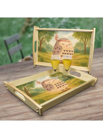 Mr. & Mrs. Panda Tablett Eule Federschmuck Design ohne Spruch in Weiß