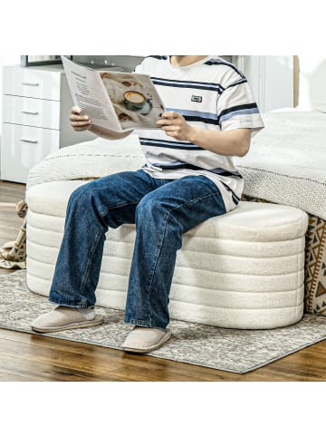 HOMCOM Polsterbank-116L x 41B x 40,5H cm-Cremeweiß