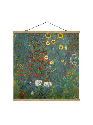 WALLART Stoffbild - Gustav Klimt - Garten Sonnenblumen in Grün