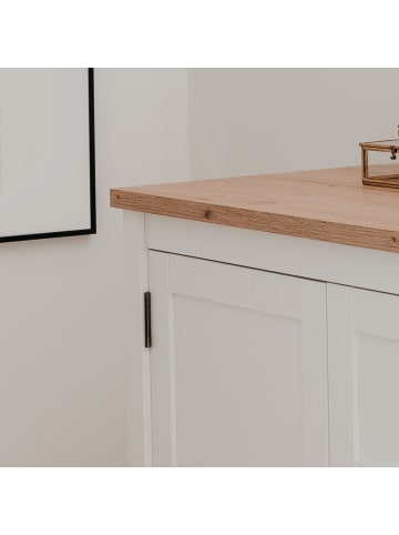 Furn.Design Sideboard weiß, Eiche Artisan Landhaus, 120 x 90 cm, Kommode mit 8 Fächern