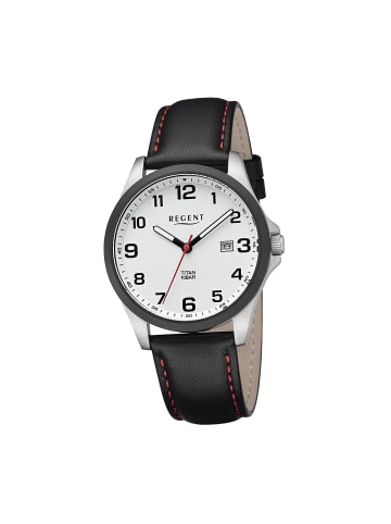 Regent Armbanduhr-Analog schwarz, rot mittel (ca. 39mm) Regent Lederarmband