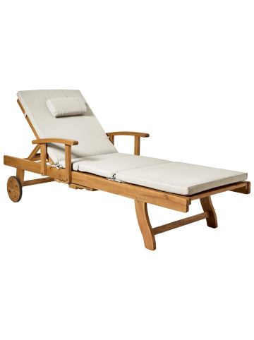 Beliani Gartenliege JAVA PREMIUM in Braun/Beige - (W) 64 x (H) 35 x (L) 196 cm