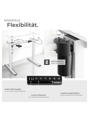 tectake Schreibtischgestell elektrisch höhenverstellbar Memory-Funkt. 85-129x65x71-121cm
