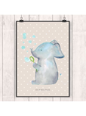 Mr. & Mrs. Panda Poster Elefant Seifenblasen ohne Spruch in Beige Pastell