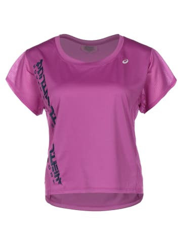 asics Laufshirt SMSB Run in rosa / blau