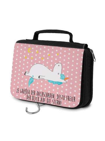 Mr. & Mrs. Panda Toilettentasche Einhorn Sternenhimmel mit Spruch in Rot Pastell