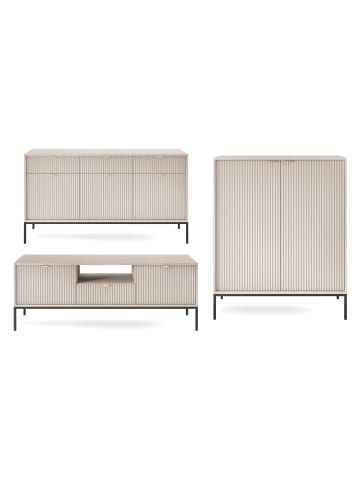 Feldmann-Wohnen Wohnzimmer-Set Nova Kaschmir / Schwarz 3-teilig