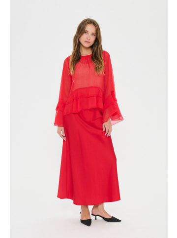 SAINT TROPEZ Langarm-Bluse MazelleSZ Lockere Passform in Chinese Red