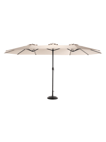 ABRIHOME Doppelseitiger Sonnenschirm in Khaki 450 cm rechteckig mit Kurbel Ohne Fuß 