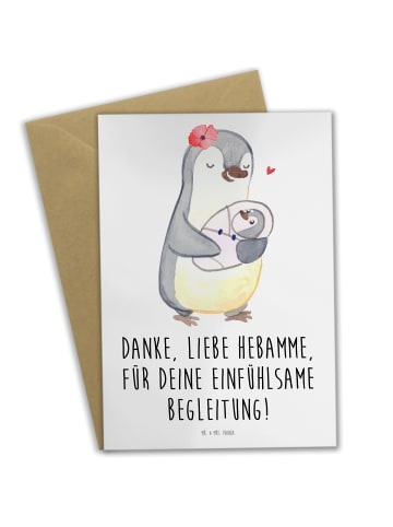 Mr. & Mrs. Panda Klappkarte Liebe Hebamme mit Spruch in Weiß